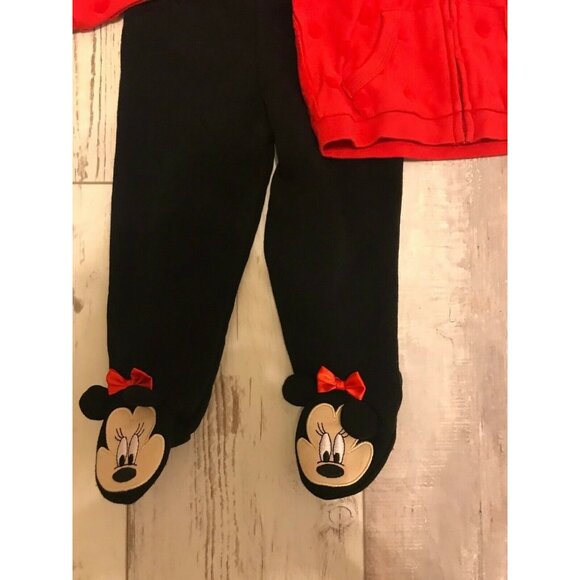 Disney Parks Baby Girl Minnie Mouse Red Hooded Jacket & Black Pants Set - Picture 2 of 6